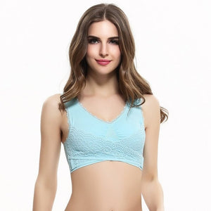 M-3XL Women Underwear Sexy Lingerie Lace Solid Color Cross Side Buckle Wireless Push up Breathable Sleep Sports Bra dropshipping