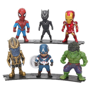 6pcs/set Marvel Toys 8-10cm Avengers Infinity War Thanos Ironman Spiderman Captain Hulk Black Panther PVC Action Figures Model