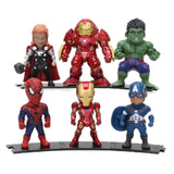 6pcs/set Marvel Toys 8-10cm Avengers Infinity War Thanos Ironman Spiderman Captain Hulk Black Panther PVC Action Figures Model