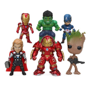 6pcs/set Marvel Toys 8-10cm Avengers Infinity War Thanos Ironman Spiderman Captain Hulk Black Panther PVC Action Figures Model