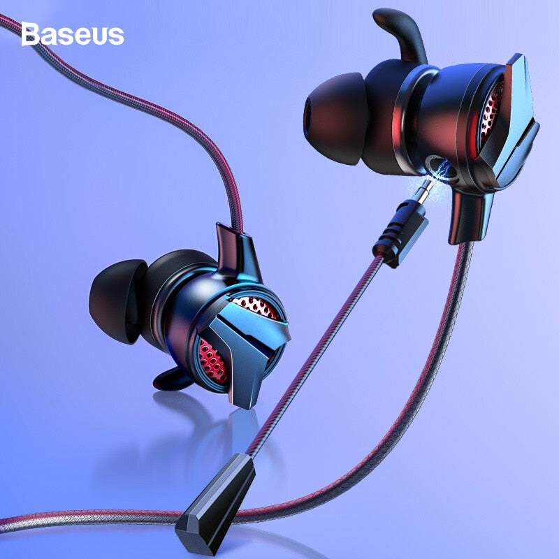 Baseus In-Ear Earphone 3.5mm Typc C Wired Headset for PUBG Gamer Gaming Headphones Hi-Fi Earbuds With Dual Microphone Detachable